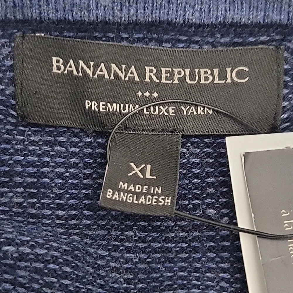 Banana Republic Men's Navy Crewneck Waffle Weave Pullover Men's Size XL NWT